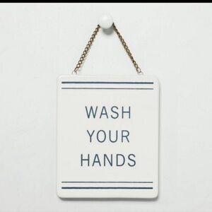 White Ceramic Wash Your Hands Sign